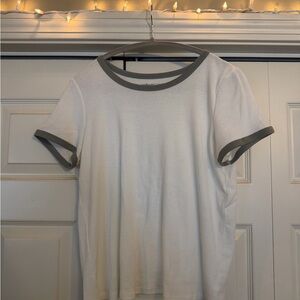 American Eagle White Tee with Sage Trim